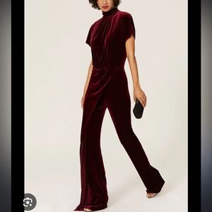Black Halo Cash Velvet Jumpsuit Berry 4